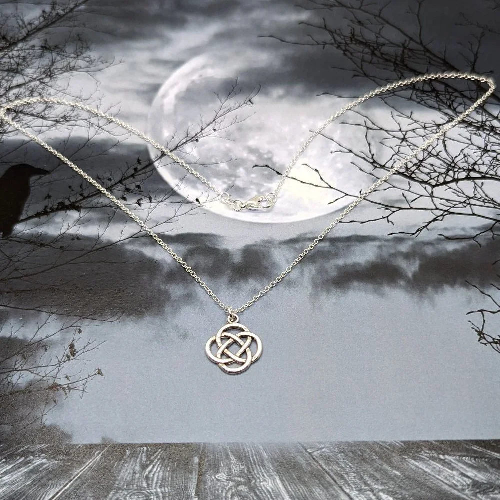 Silver Celtic Knot Protection Amulet Necklace - Picture 2 of 2